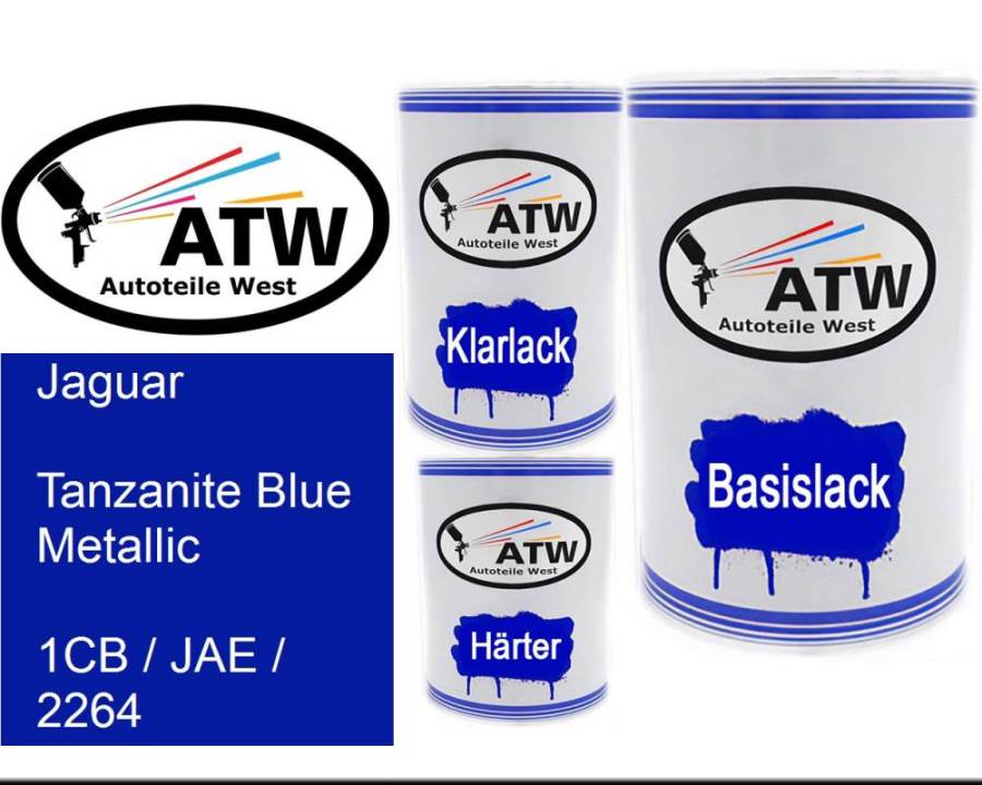 Jaguar, Tanzanite Blue Metallic, 1CB / JAE / 2264: 500ml Lackdose + 500ml Klarlack + 250ml Härter - Set, von ATW Autoteile West.